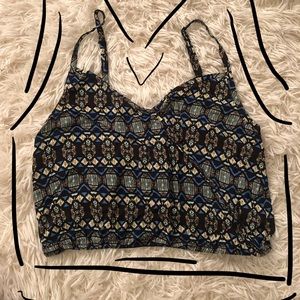 NWOT Blue / Cream Pattern Top